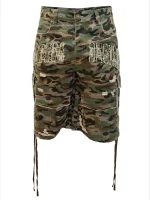 bottega desires distressed camo cargo shorts front view