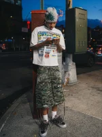 bottega desires distressed camo cargo shorts